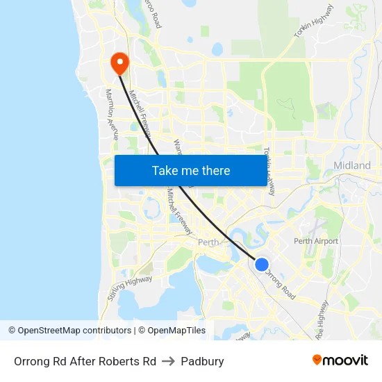 Orrong Rd After Roberts Rd to Padbury map
