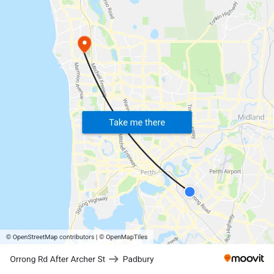 Orrong Rd After Archer St to Padbury map