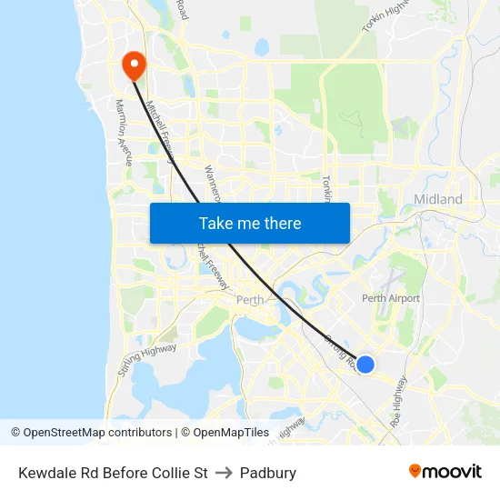 Kewdale Rd Before Collie St to Padbury map