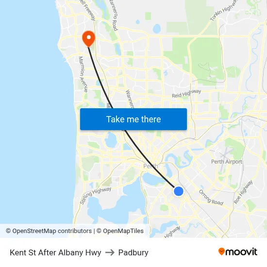 Kent St After Albany Hwy to Padbury map
