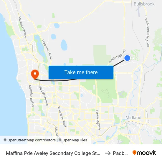 Maffina Pde Aveley Secondary College Stand 3 to Padbury map
