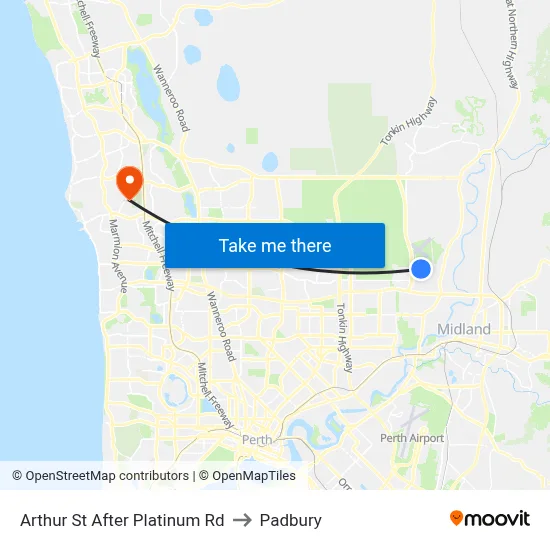 Arthur St After Platinum Rd to Padbury map