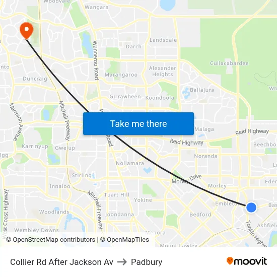 Collier Rd After Jackson Av to Padbury map
