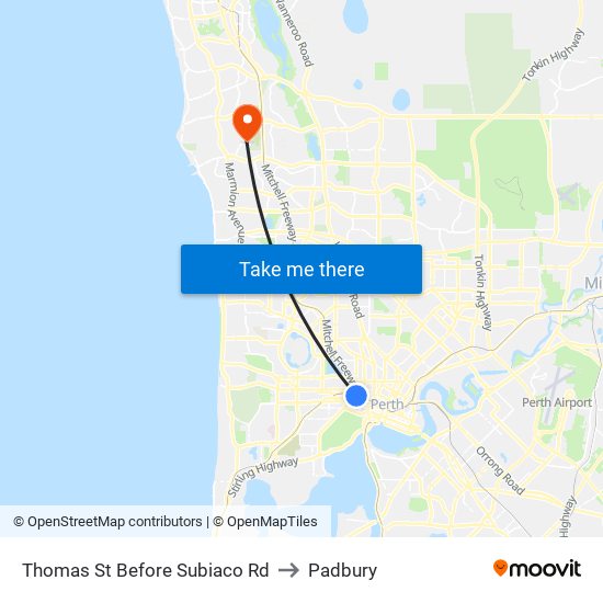Thomas St Before Subiaco Rd to Padbury map