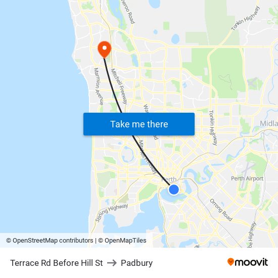 Terrace Rd Before Hill St to Padbury map