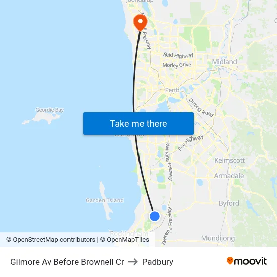 Gilmore Av Before Brownell Cr to Padbury map