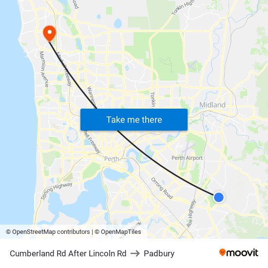 Cumberland Rd After Lincoln Rd to Padbury map