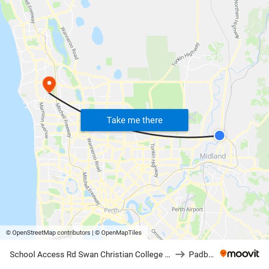 School Access Rd Swan Christian College Stand 1 to Padbury map