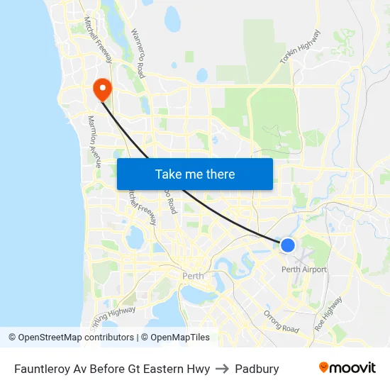 Fauntleroy Av Before Gt Eastern Hwy to Padbury map