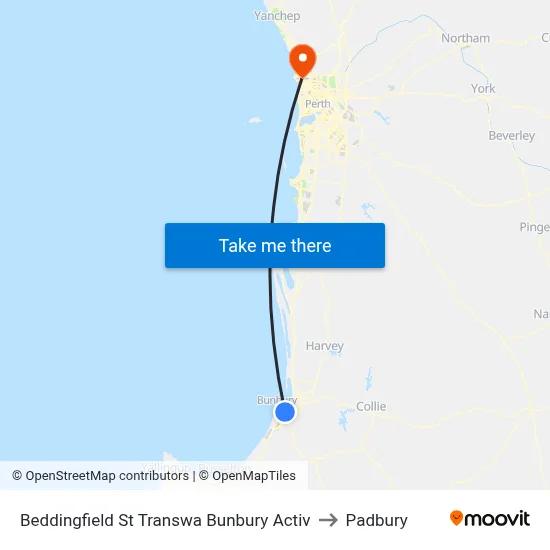 Beddingfield St Transwa Bunbury Activ to Padbury map
