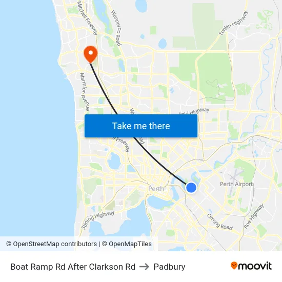 Boat Ramp Rd After Clarkson Rd to Padbury map