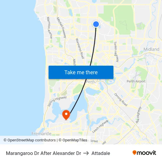 Marangaroo Dr After Alexander Dr to Attadale map