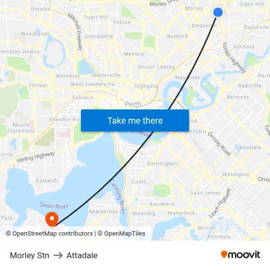 Morley Stn to Attadale map