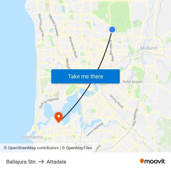 Ballajura Stn to Attadale map