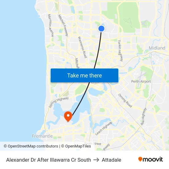 Alexander Dr After Illawarra Cr South to Attadale map
