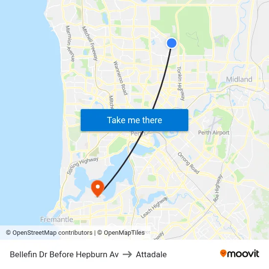 Bellefin Dr Before Hepburn Av to Attadale map