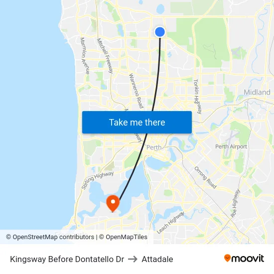 Kingsway   Before Dontatello Dr to Attadale map