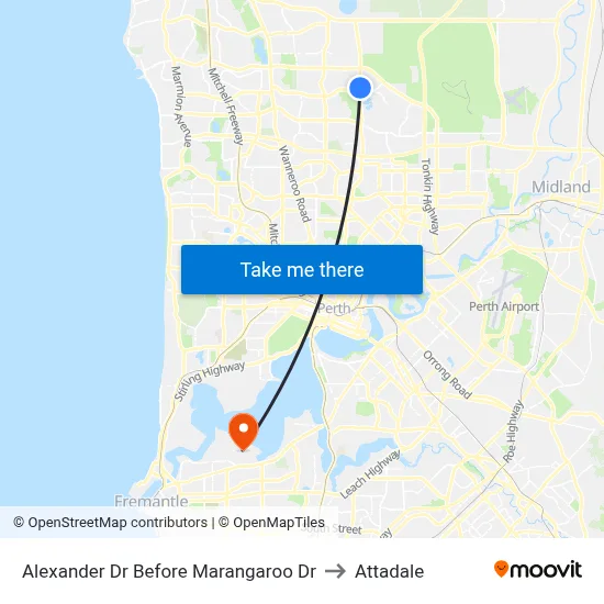 Alexander Dr Before Marangaroo Dr to Attadale map