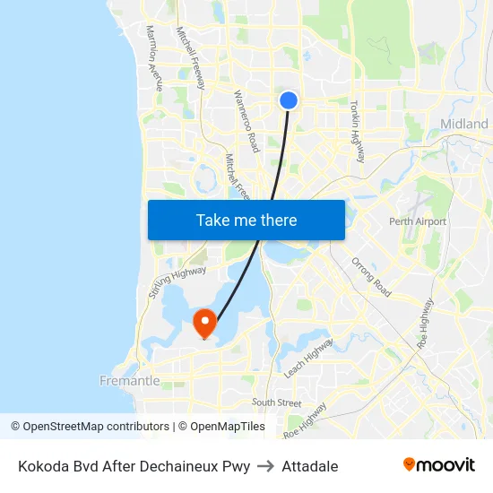 Kokoda Bvd After Dechaineux Pwy to Attadale map