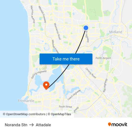 Noranda Stn to Attadale map