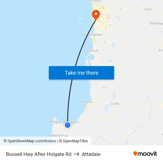 Bussell Hwy After Holgate Rd to Attadale map