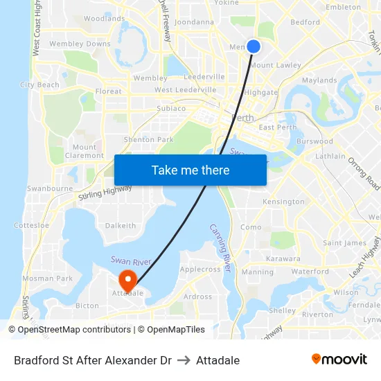 Bradford St After Alexander Dr to Attadale map