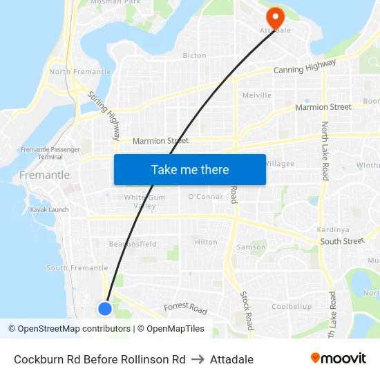 Cockburn Rd Before Rollinson Rd to Attadale map