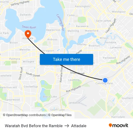Waratah Bvd Before the Ramble to Attadale map