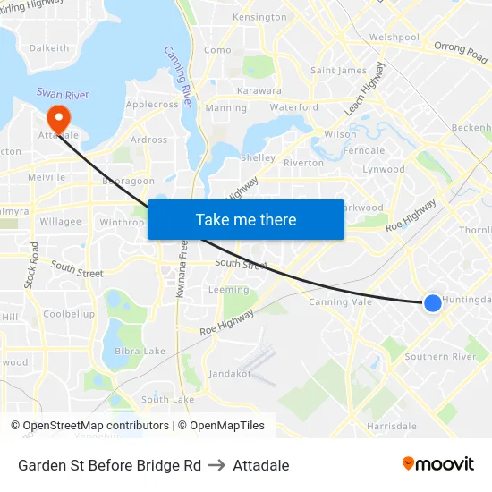 Garden St Before Bridge Rd to Attadale map