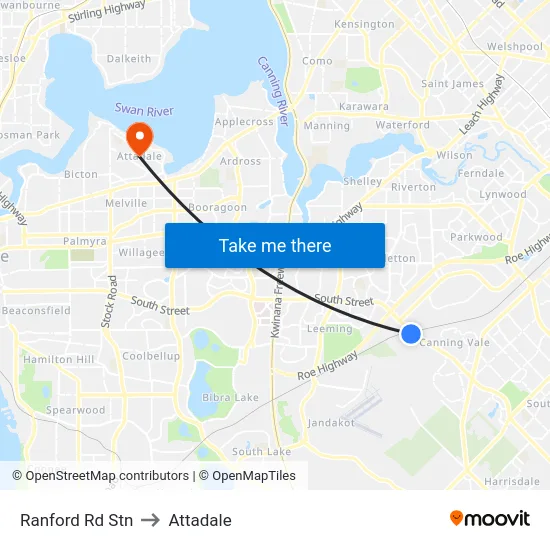 Ranford Rd Stn to Attadale map