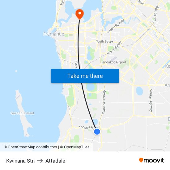 Kwinana Stn to Attadale map