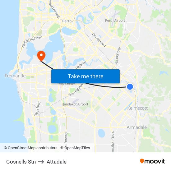 Gosnells Stn to Attadale map