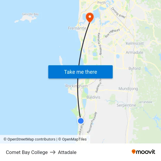 Comet Bay College to Attadale map