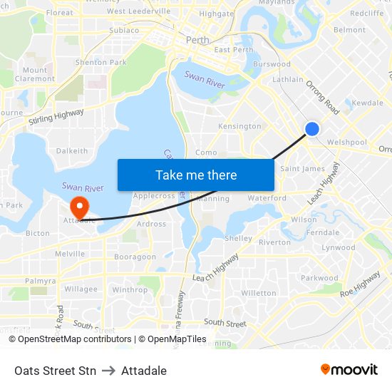 Oats Street Stn to Attadale map