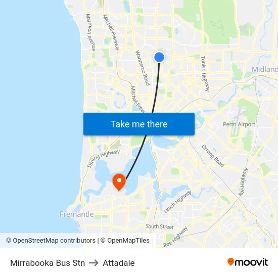 Mirrabooka Bus Stn to Attadale map