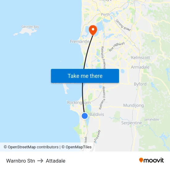 Warnbro Stn to Attadale map