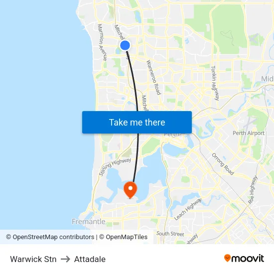 Warwick Stn to Attadale map