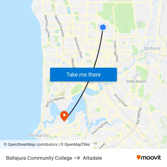 Ballajura Community College to Attadale map