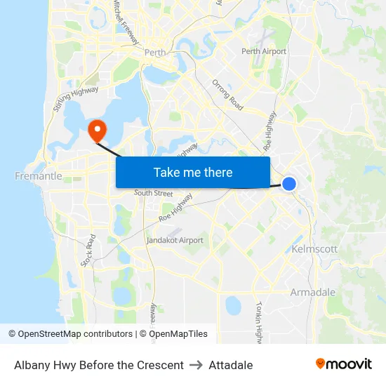 Albany Hwy Before the Crescent to Attadale map