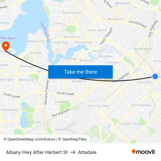 Albany Hwy After Herbert St to Attadale map