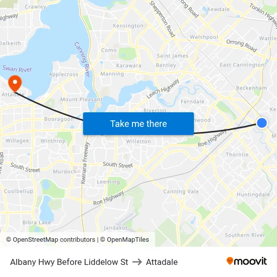 Albany Hwy Before Liddelow St to Attadale map