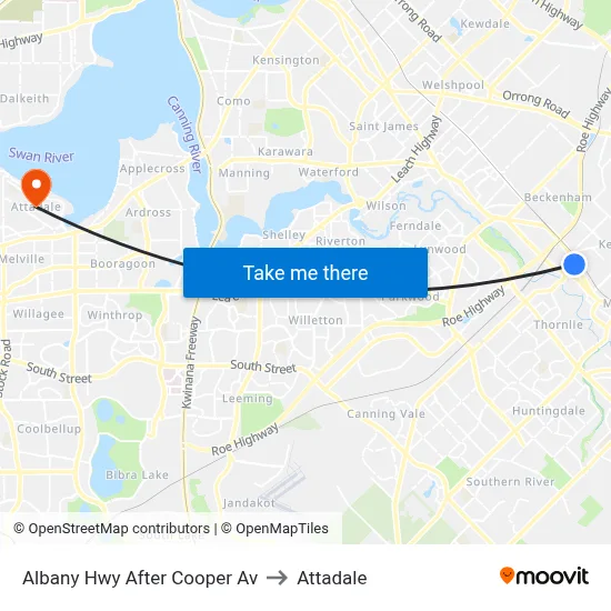 Albany Hwy After Cooper Av to Attadale map