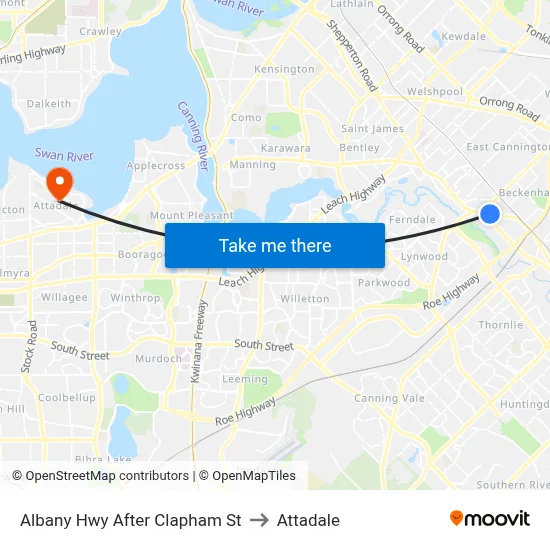 Albany Hwy After Clapham St to Attadale map