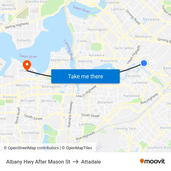 Albany Hwy After Mason St to Attadale map