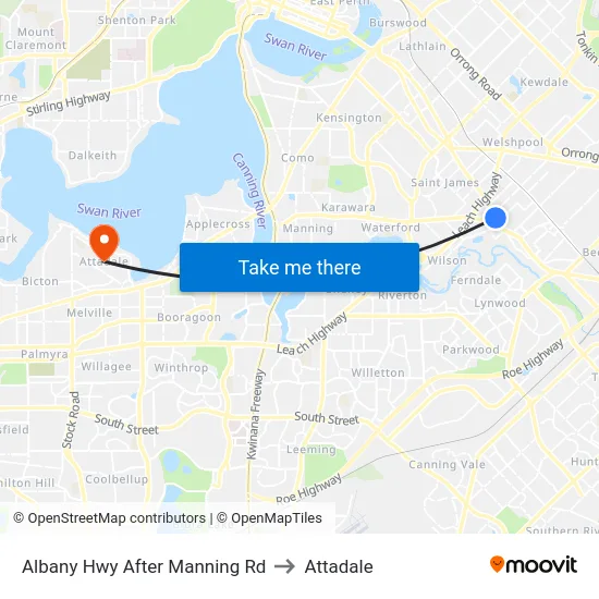Albany Hwy After Manning Rd to Attadale map