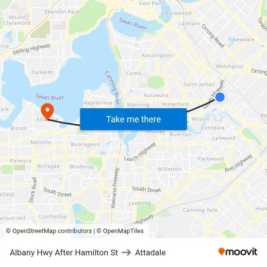 Albany Hwy After Hamilton St to Attadale map