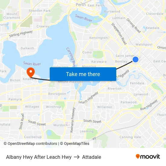 Albany Hwy After Leach Hwy to Attadale map