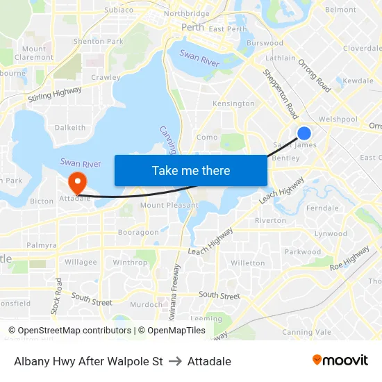 Albany Hwy After Walpole St to Attadale map