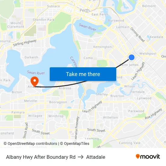 Albany Hwy After Boundary Rd to Attadale map