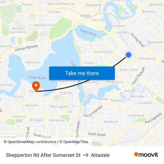 Shepperton Rd After Somerset St to Attadale map
